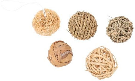 Parliky 5stücke Gewebte Strohkugeln Runde Ball Rattan Ball Decor Büro Desktop Ornament Heimornament
