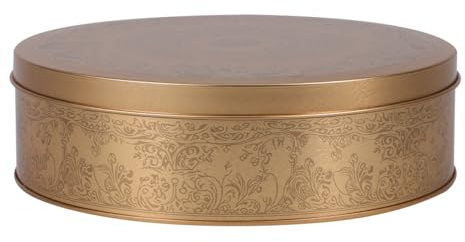 Luxshiny Round Tinplate Cake Pan Case 6.61In Decorative Candy Cookie Box with Lid for Baking Storage and Party Treats