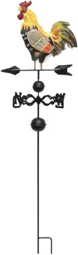 Mehrfarbige Wetterfahne aus Metall, Wetterfahne mit Hahn Ornament, Wetterfahne, Windfahne im Vintage-Hahn-Stil, Windrichtungsanzeiger für Hof, Garten, Dach, Bauernhof, Dekoration(A)