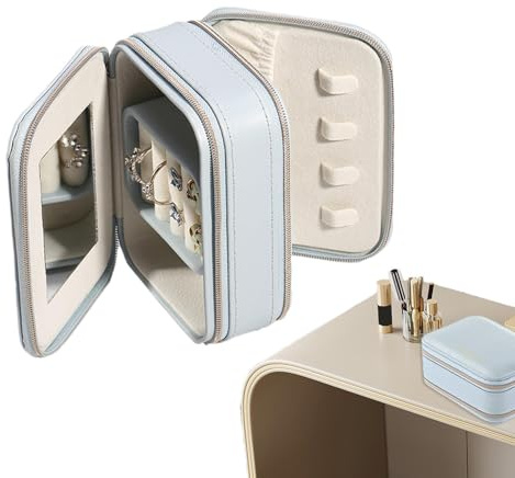 Portagioie da viaggio, scatola di gioielli portatile - Custodia portatile per orecchini e anelli a doppio strato | Valigetta di immagazzinaggio gioielli per le donne organizzatore di chiusura a