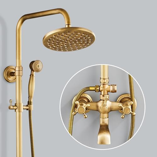 BiaoTeng Ensemble Douchette Douche Salle de Bain Mitigeur Robinet de Baignoire Robinet Cascade Colonne de Douche pour Baignoire Antique