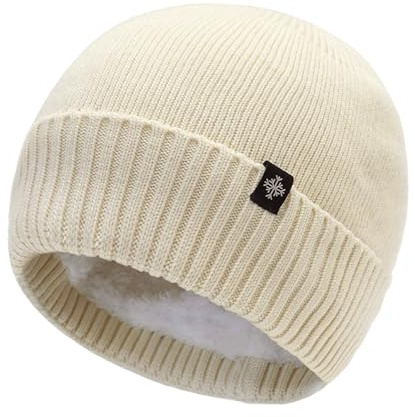 Rayson Berretto Uomo Inverno Pile Caldo Cappello Unisex Leggero Invernale Uomo e Donna Elegante Cappelli Beanie in Maglia(Beige， Taglia Unica)