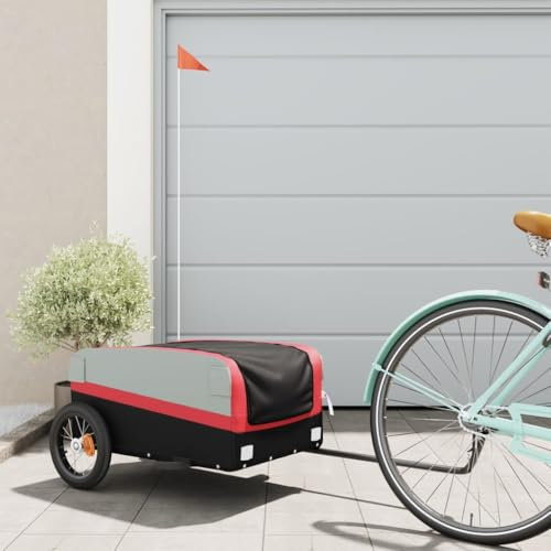 Somanki Lastenanhänger für Fahrrad Schwarz und Rot 30 kg Eisen, Fahrradanhänger, Lastenanhänger Fahrrad, Anhänger Fahrrad, Lastenanhänger Für Transport - 94034