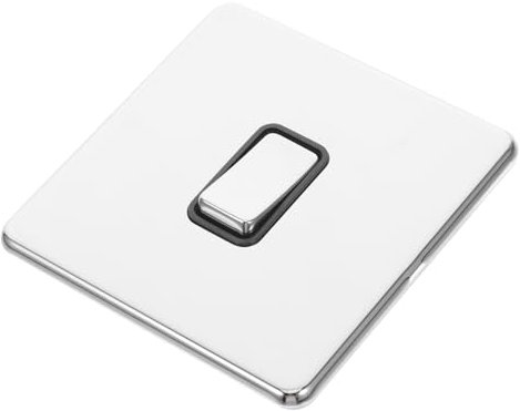 QUMIIRITY Interruttore Bilanciere Senza Viti Con Pulsante Acciaio Inossidabile Spazzolato e Finitura Specchio Pannello Elegante Per Casa e Ufficio Facile Da Installare e Resistente All Usura