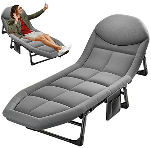 Tragbarer faltbarer Bett-Kinderbett, Chaiselongue-Sessel für Strand, Camping, verstellbarer Schlafsessel für Outdoor-Aktivitäten, Rosa