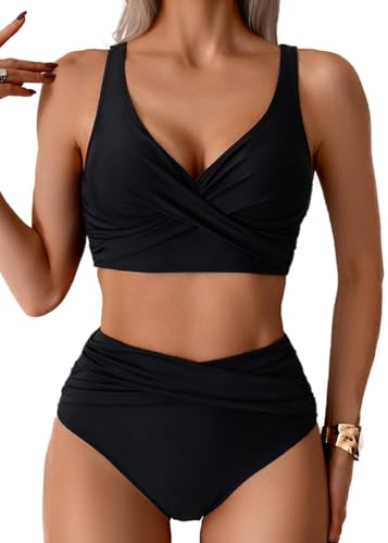 Sangdut Bikini Damen Set Push up High Waist Sexy Triangel Breites Unterbrustband Mit Cups Zweiteiliger Badeanzug Bademode Swimsuits