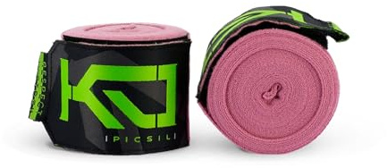 PICSIL Kombat Bendaggi Boxe Elastici (4,5 m x 5 cm) – Fasce Mani con Chiusura in Velcro e Asola Pollice – Supporto Polso e Protezione Nocche per Boxe, Muay Thai, Kickboxing e MMA – Unisex (Mauve)