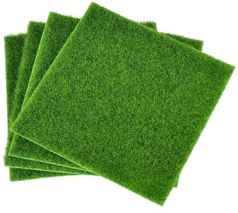 LXHZSY Kunstrasenmatte 4PCS Künstliche Gras Matte Grünland Moos Rasen Rasen Teppich DIY Puppenhaus Micro Landschaft Garten Hause Boden Hochzeit Dekorationen(30cmx30cm)