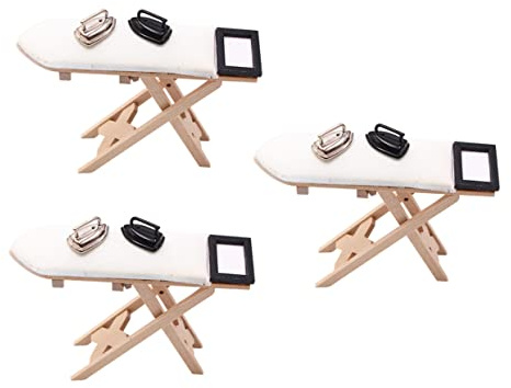 CIYODO 3pcs Mini House Ironing Board Scale Dollhouse Furniture Cute and Safe Miniature Model for Home Decoration and Photography