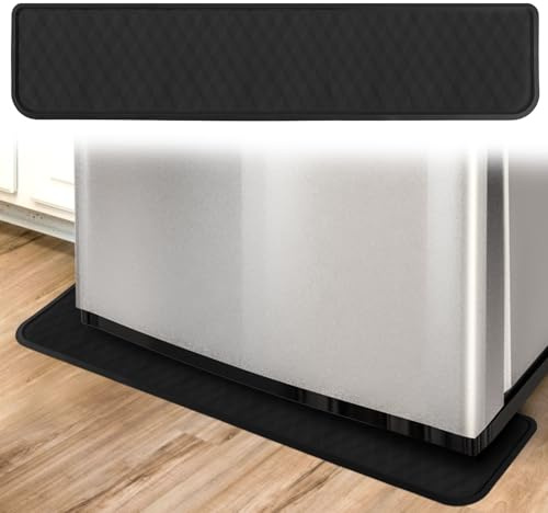 BOXOB Mini Fridge Mat, Silicone Refrigerator Drip Tray Washing Machine Appliance Freezer Anti-Slip Under Mat Floor Protector for Preventing Leaks Spills (Black)