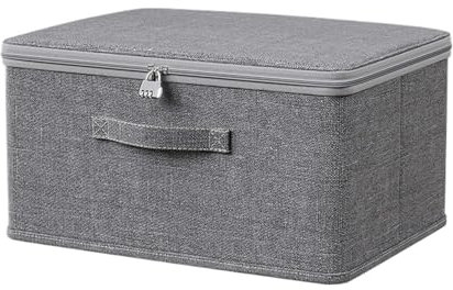 Zasdvn Boîtes de rangement avec couvercle, grande taille, verrouillables, pliantes, boîtes de rangement en avec poignées, idéales pour ranger couvertures, couettes, doudounes, literie, pulls, jeans