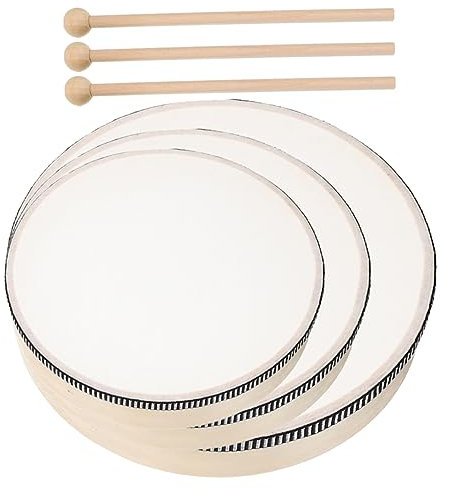 NAMOARLY 3pièces Tambourin à Main Bois Lot de Tambourins pour Adultes Instruments De Percussion