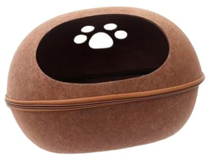 KiBcsLic Niche pour Chat, Refuge Douillet pour Animaux, Design Coquille D'œuf Amovible, Protection Robuste pour Meubles, CafÉ