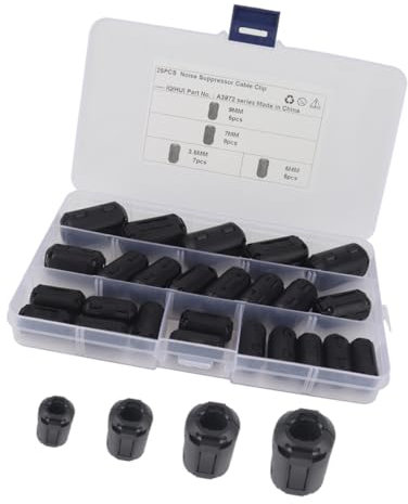DIYEAH 25 Pièces Filtre à Bruit Ferrite Anneaux Antiparasites Démontables pour Câbles des Électromagnétiques Faciles à Installer