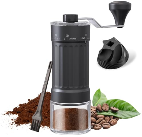 Kaffeemühle Manuell, Kaffeemühle manuell mit Keramikmahlwerk 30g, Verstellbarer Manueller Kaffeemühle Mit 40 Einstellbaren Einstellunge, Handkaffeemühle Für Reisen, Camping, Büro, Espresso,Übergießen
