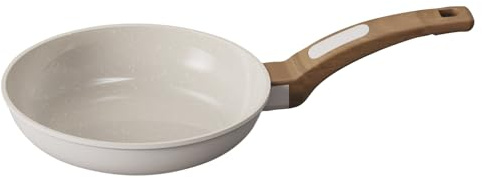 Cooksmart Signature 20cm Frying Pan, Cast Aluminium, Ivory | PFOA & PFAS free, induction compatible, dishwasher safe, includes felt protector, suitable for all hob types