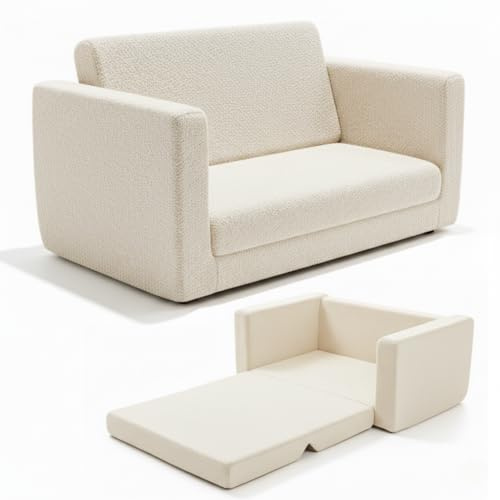 DURAFOAM 2-in-1 Kids Sofa Bed Convertible Toddler Couch – Soft Foam Flip-Out Children’s Lounger with Washable Cover | Kids Chair for Bedroom, Playroom & Gift Ages 2–6