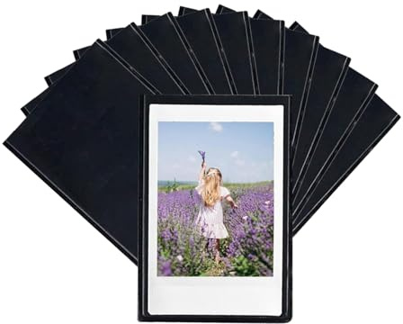 AABDTYYD Cornici Magnetiche 10 Pezzi Nero, Porta da Polaroid per Istantanee, Calamite Foto con Protezione, Porta Foto Magnetico per Frigo e Tutte le Superfici Metalliche