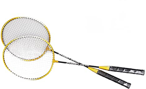 Alomejor Set von Badminton -Schläger der Eisenlegierung - Leichter und Leistungsstarker Badminton Schläger für Outdoor Training, Nylonmaterial
