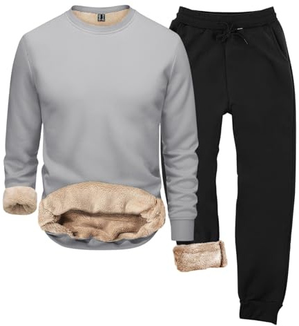 Generisch Pijama para hombre de forro polar, conjunto de dos piezas, ropa interior térmica, pijamas de invierno, ropa de dormir, casa, suave, ropa interior térmica, ropa de estar por casa, abrigada