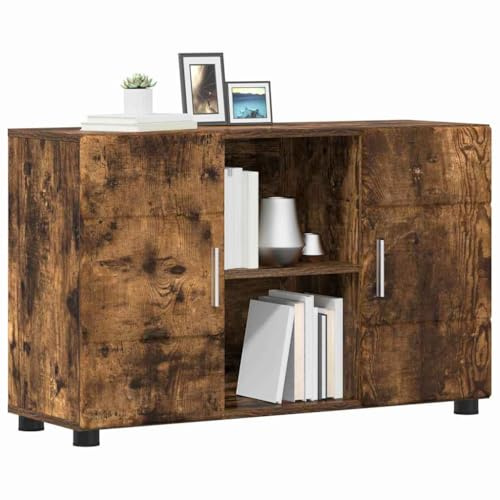 vidaXL Aparador con Estante Roble Ahumado 88,5 x 30,5 x 55,5 cm, Armario Moderno y Amplio, Ideal para Almacenamiento, diseño Rectangular, Mueble Duradero para el salón
