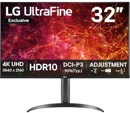 LG UltraFine™ Monitor 32UR55ZK-B 32 inch 4K HDR for Creators & Content Makers | HDR10, DCI‑P3 90%, VA Panel, HDMI, DP, Speakers, DAS, Tilt/Height/Pivot Stand