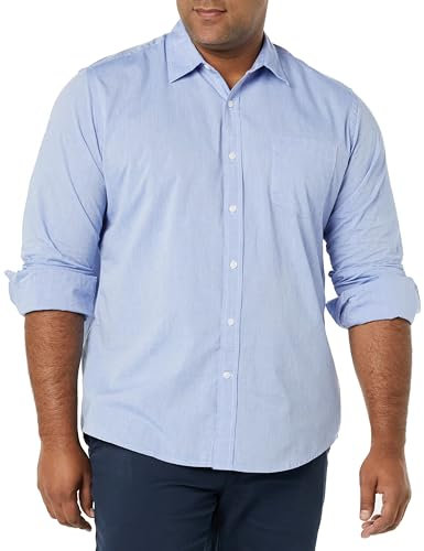 Amazon Essentials Men's Regular-Fit Long-Sleeve Casual Poplin Shirt, French Blue, L