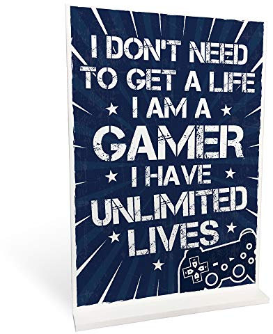 RED OCEAN Funny Gaming Accessories Gamer Standing Plaque Birthday Gift For Boys Men Son Brother Novelty Bedroom Sign