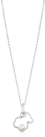 TOUS Collar de Plata de Primera Ley para Mujer con Motivo Oso de 1.6 cm, 45 cm de Largo, Clásico y Versátil, Colección Silueta