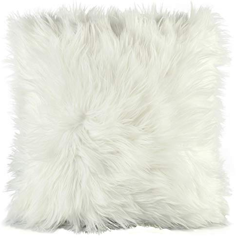 CelinaTex Cuddly Dekokissen 80 x 80 cm weiß Langhaar Zierkissen dekoratives Fellimitat Nicki Sofakissen Kunstfell Kissen