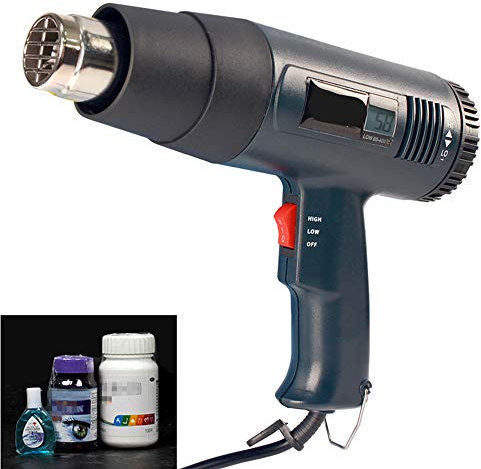 Pistola de aire caliente de Hanchen, 1800 W, para pistola de sellado térmico manual para película de PVC POF-PVC, envoltorio para decapar la pintura, termorretráctil