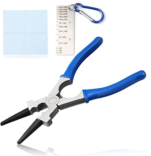 LEONTOOL 3-teiliges Schweißzangen-Set, 20,3 cm, MIG-Zange, Metallblechdickenmesser, Reinigungstuch, Drahtschneider, Spitzen-Entferner für professionelles Schweißen