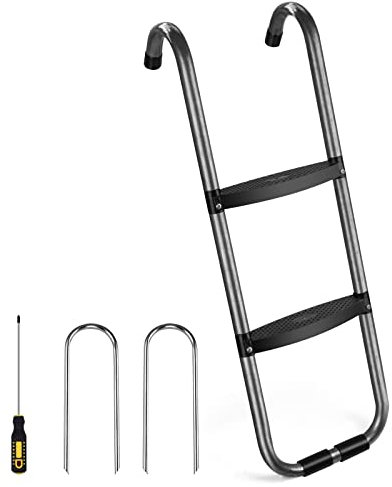 Universal Trampoline Ladder - 2 Steps, Rust-Resistant Steel with Wide Skid-Proof Steps, 40inch Length