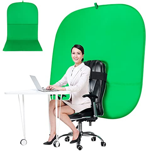 RGTBANWPN Greenscreen-Stuhl, 149,9 cm (59 Zoll) tragbarer grüner Bildschirm, tragbarer Hintergrund, 1,4 m grüner Hintergrundbildschirm, tragbar, Chroma-Tasten-Grün für Video, Stuhl, grüner Bildschirm,