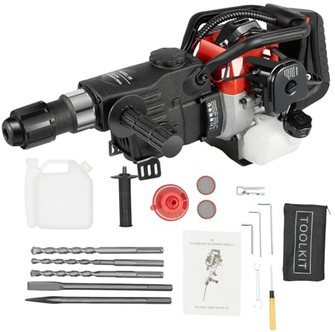 1 800 W bensinrivningshammare Jack Hammer Gaskrossare tryckluftshammare borrmaskin 32,7 CC 2-taktsmotor