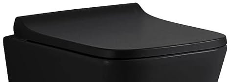 LAVITA LAGO BLACK Antibakterielle Duroplast WC-Sitz mit Absenkautomatik und Schnellverschluss | Passend für LAVITA LAGO BLACK Wand WC | Schwarz