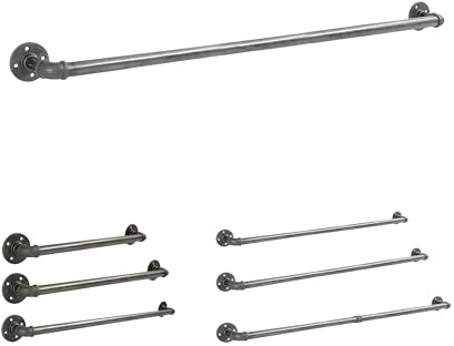 Natural Goods Berlin Kleider-Stange Pipe GARD Wall | Einfache Wand-Montage | Garderoben-Stange im Industrial Design | Kleider-Stangen aus Metall | DIY-Garderobe Temperguss | T6cm * B110cm