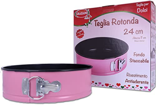 Graziano, Teglia Apribile Tonda, Tortiera Apribile con Fondo Staccabile e Rivestimento Antiaderente che Consente di Cucinare senza Aggiunta di Oli o Grassi, ø 24 cm