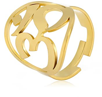 TEAMER Größenverstellbare Blume des Lebens Ringe Edelstahl Om Symbol Heilige Geometrie Magisches Hexagramm Talisman Amulett Schmuck für Frauen Mädchen