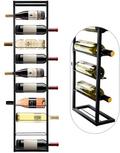 YANGSHUO Wall Mount Wine Rack - 10 Bottle Black Metal Wine Bottle Holder for Wall, Wine Bottles Storage Organizer Display Shelf for Home, Bar, Dining Room, Liquor, Kitchen, Wine Cellar