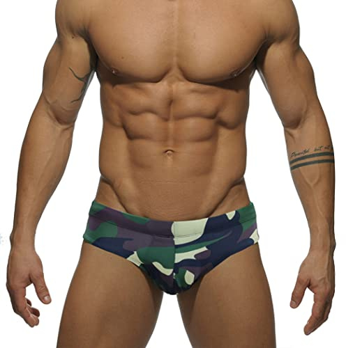 RQPYQF Costume da Bagno Uomo, Costume Slip Nuoto Mare e Piscina Uomo Swimming Brief Coulisse Regolabile YK18 (Camouflage, XXL)