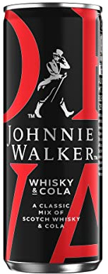 Johnnie Walker Whisky & Cola Mix-Getränk/Blended Scotch Whisky in erfrischendem Mix/Jetzt in der handlichen Dose für unterwegs / 10% vol / 12 x 250 ml EINWEG Mehrverpackung
