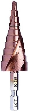 KEMKEY M35 5% Kobalt HSS-Stufenbits HSS konischer Sechskantschaft-Metallbohrer-Werkzeugsatz Lochschneider aus Edelstahl (Color : 4-22mm, Size : Hexagonal)