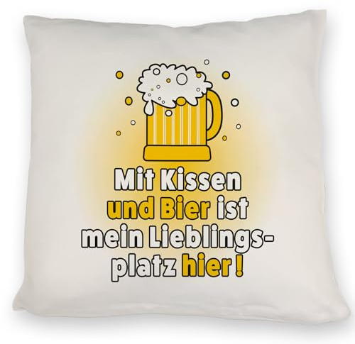 speecheese Mit Kissen und Bier ist Mein Lieblingsplatz Hier Kissen tolles DekoKissen zum Geburtstag für Liebhaber von Bier Weißbier Weizen