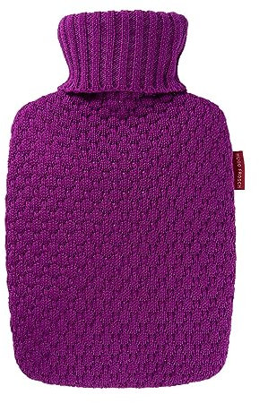 Hugo Frosch Wärmflasche Plant 1,8l – Made in Germany – mit kuscheligem Strickbezug Lila aus Bio-Baumwolle – große, auslaufsichere & geruchsneutrale Bettflasche -mit waschbarem Bezug