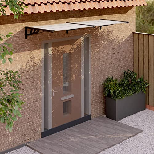 GuyAna Türvordach Schwarz und Transparent 239x90 cm carbonat Trapezblech Grillpavillon Balkon Markise üBerdachung Terrasse Unterstand Regenschutz Balkon