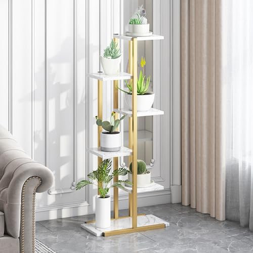 HshDUti Plant Stand Indoor Outdoor, 6 Tier 7 Potted Metal Flower Pot Holder,106 cm/41.8 Plant Shelf, Tall Flower Stand Corner Flower Holders for Patio Garden Living Room Balcony Bedroom White