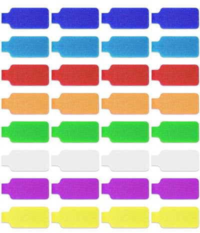 32 PCS Multi-Color Write On Cord Labels, Wire Tags for Electronics, Computers Cable Management and Identification, Assorted Colors, 1.77 x 0.78