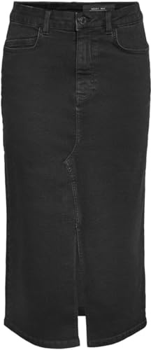 Noisy May NMKath NW Slit Midi Skirt VI478BL Noos Jupe Jusqu'au Genou pour Femme Noir, Noir, Large