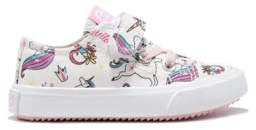 Conguitos Zapatillas Tira Adherente Unicornio Blanco - Zapatillas Casual para niños cómodas (Multicolor/Talla 23)